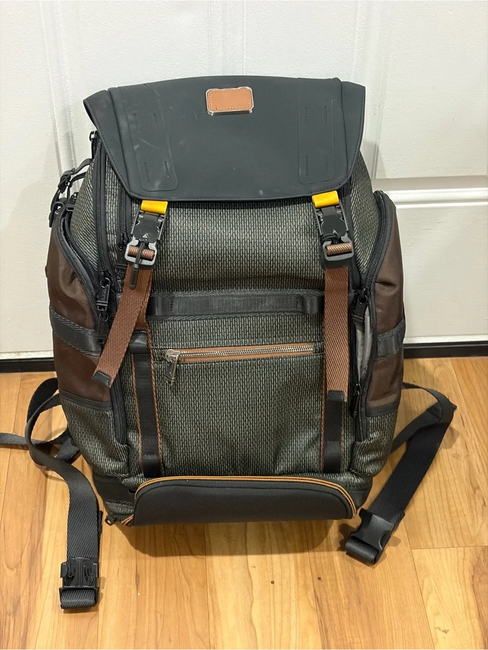 Tumi Alpha Bravo Expedition Olive Green and Brown Backpack